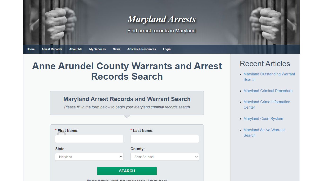 Anne Arundel County Warrants and Arrest Records Search